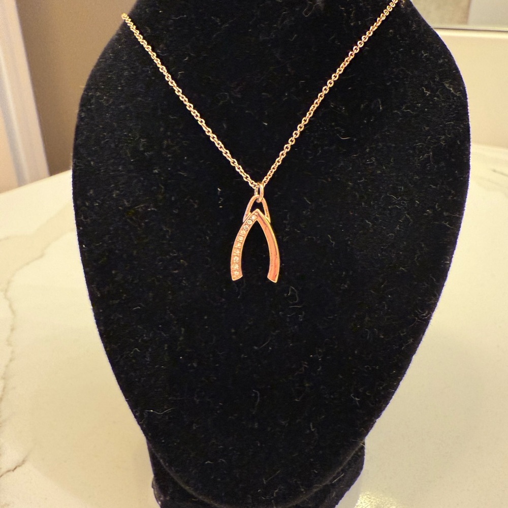 Rebecca Minkoff Rose Gold tone Wishbone Necklace